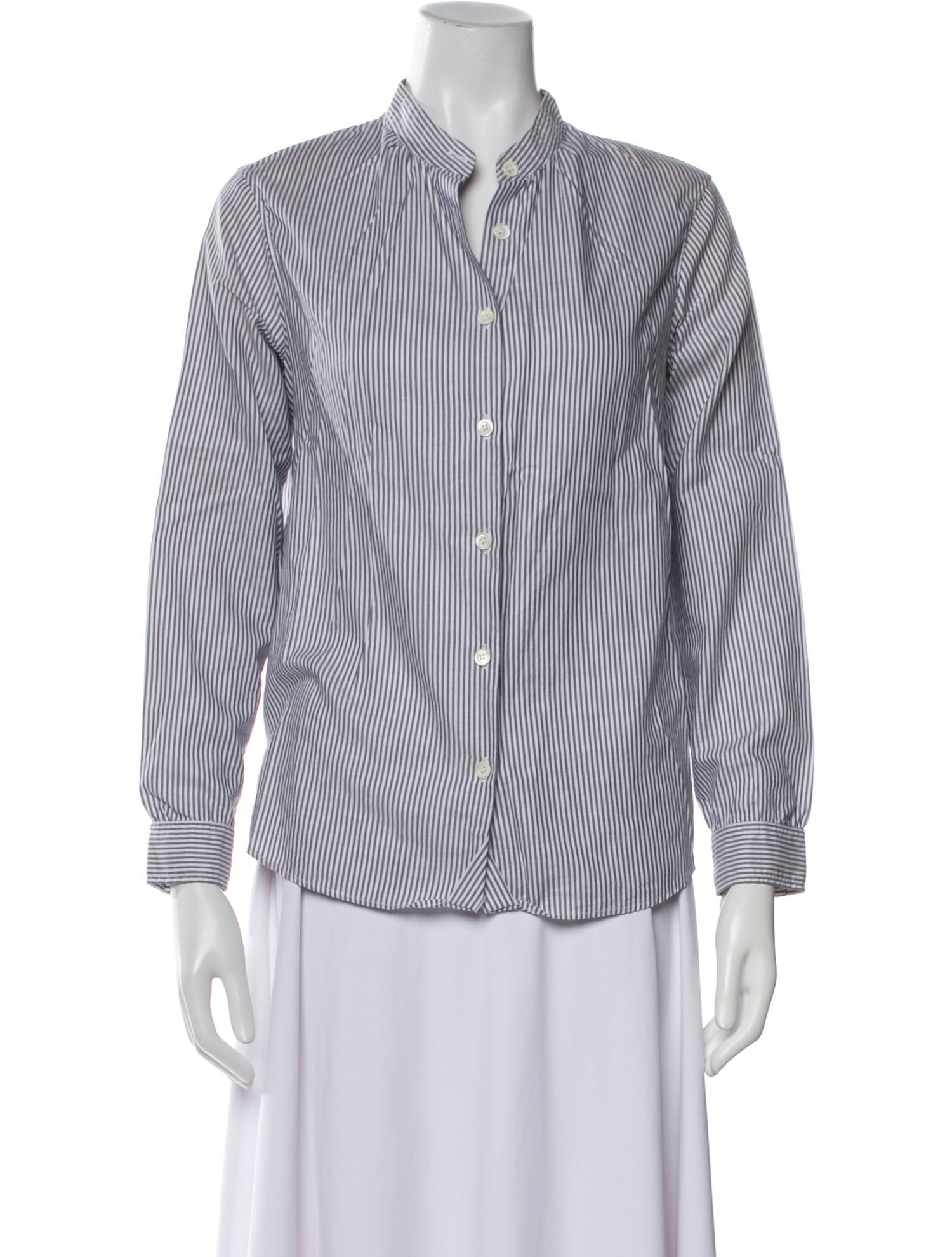 A.P.C. Striped Three-Quarter Sleeve Button-Up Top