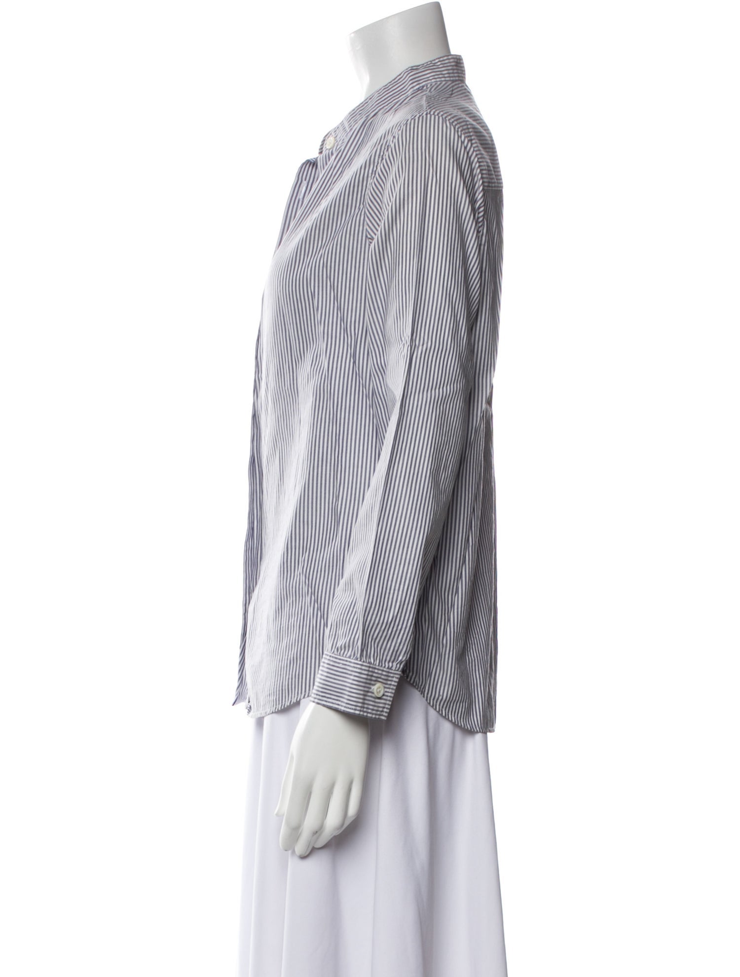 A.P.C. Striped Three-Quarter Sleeve Button-Up Top