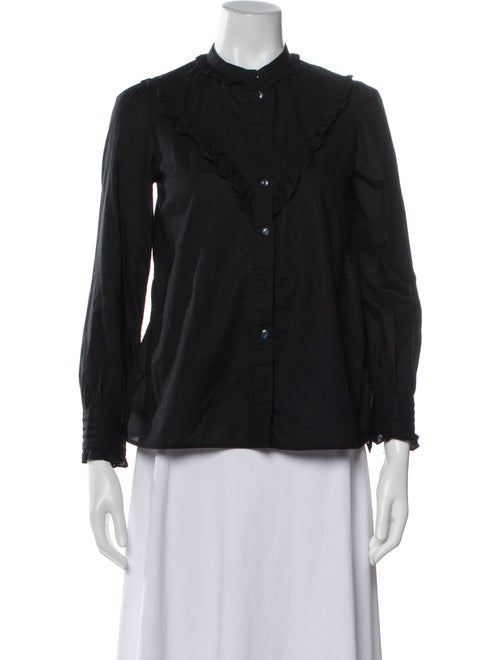 A.P.C. Mock Neck Long Sleeve Button-Up Top