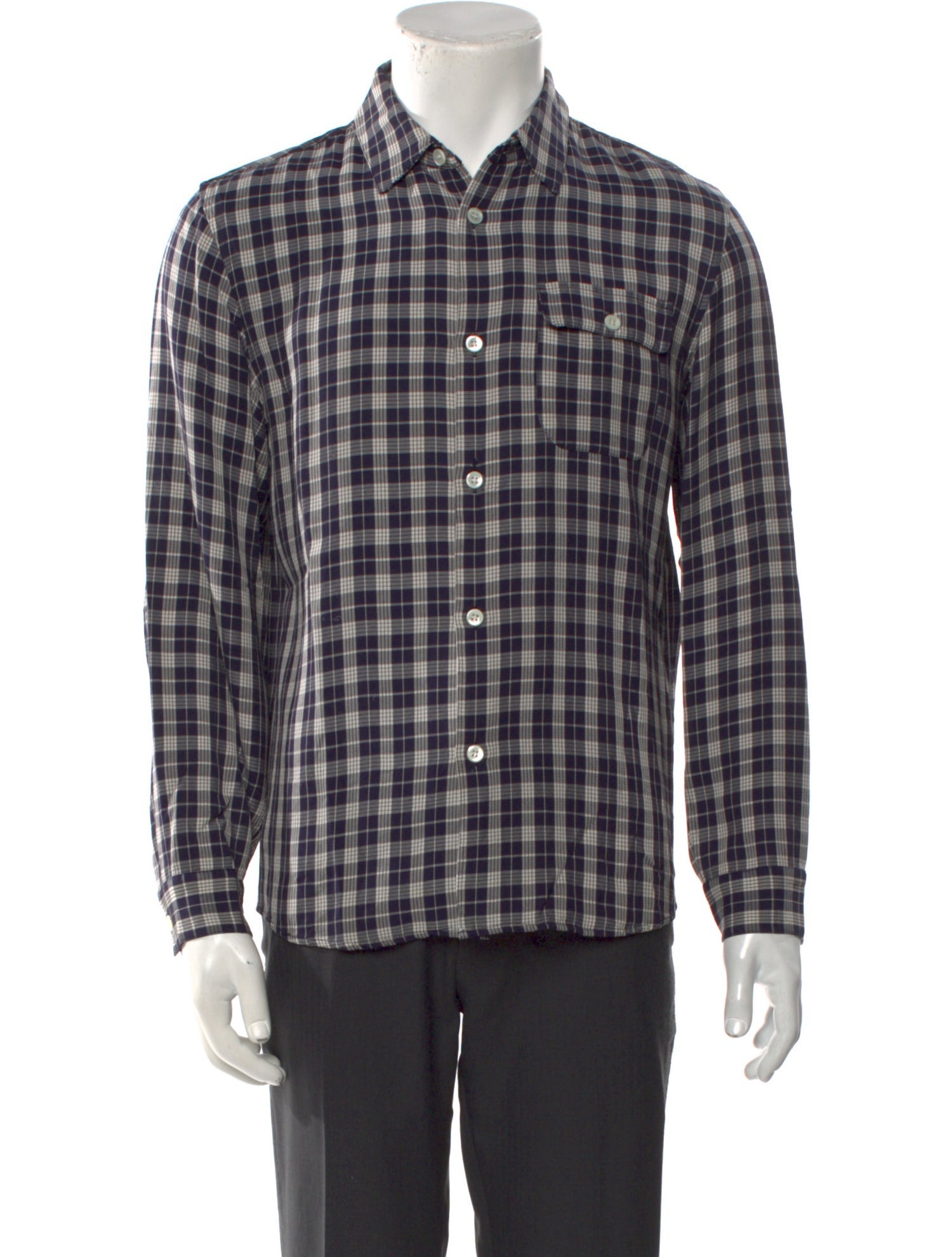 A.P.C. Plaid Print Long Sleeve Western Shirt