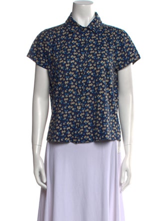 A.P.C. Floral Print Mock Neck Blouse