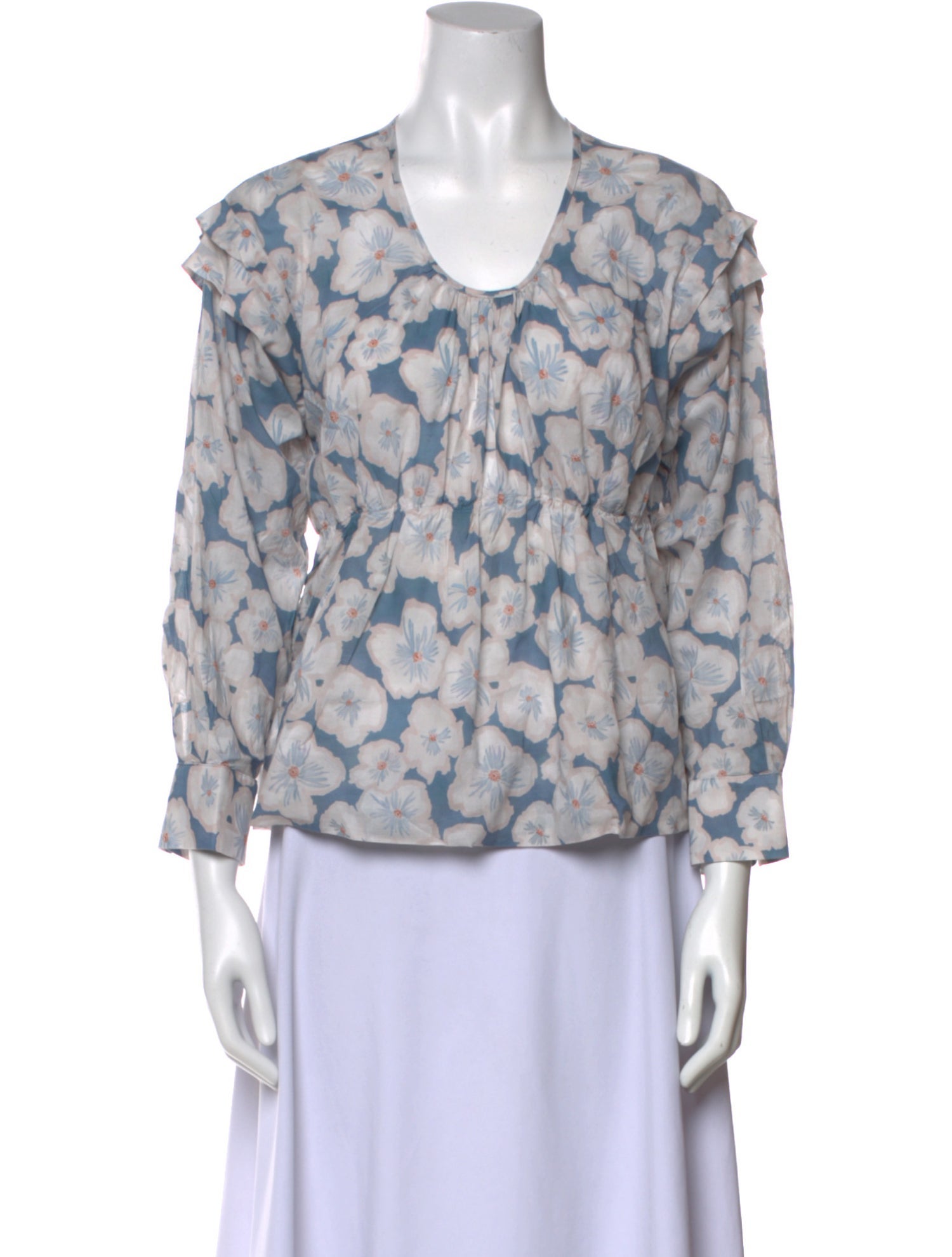 A.P.C. Floral Print V-Neck Blouse
