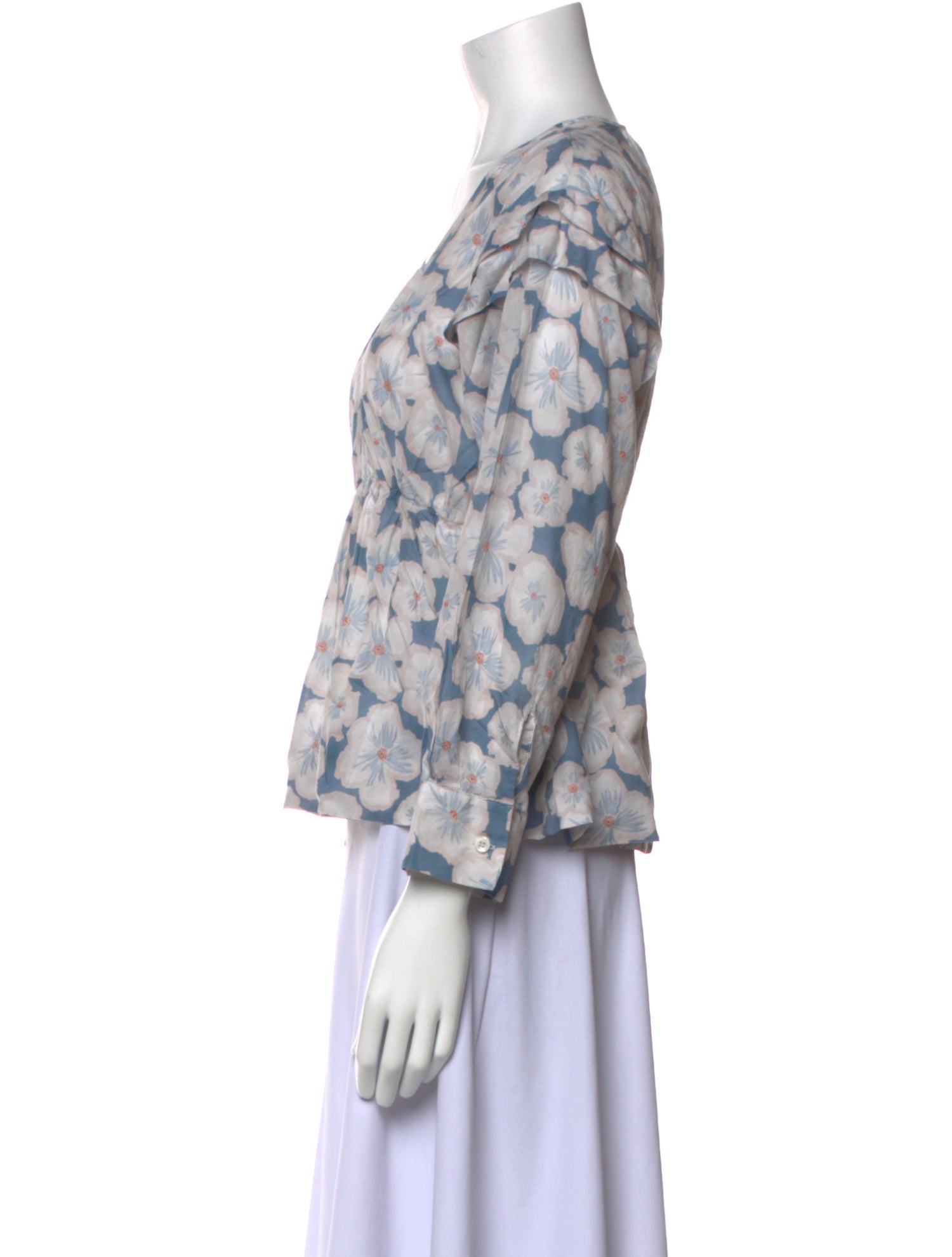 A.P.C. Floral Print V-Neck Blouse