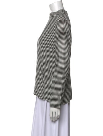 A.P.C. Plaid Print Mock Neck Button-Up Top