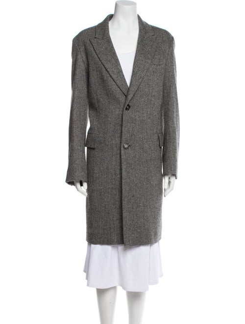A.P.C. Wool Tweed Pattern Faux Fur Coat