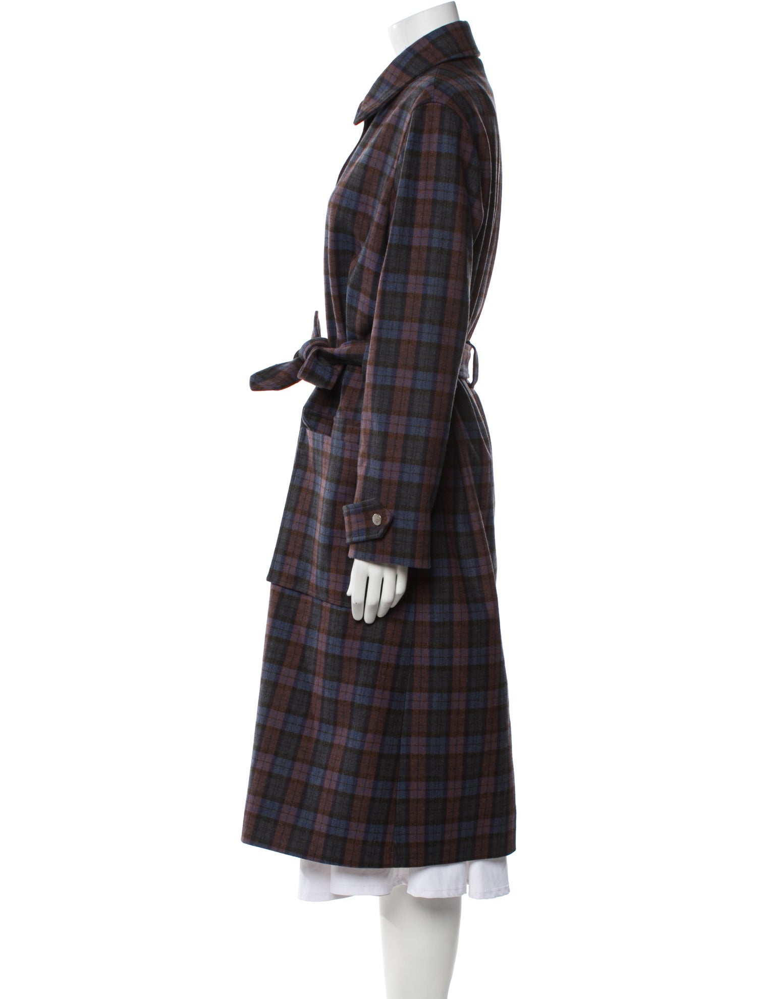 A.P.C. Wool Plaid Print Trench Coat