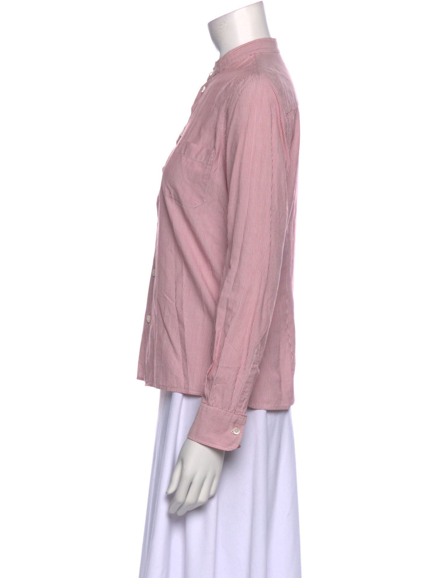 A.P.C. Striped Mock Neck Button-Up Top