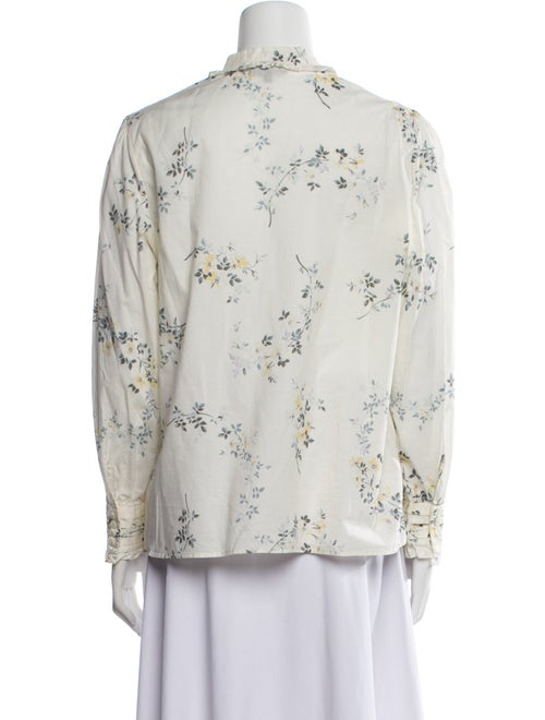 A.P.C. Floral Print Mock Neck Button-Up Top