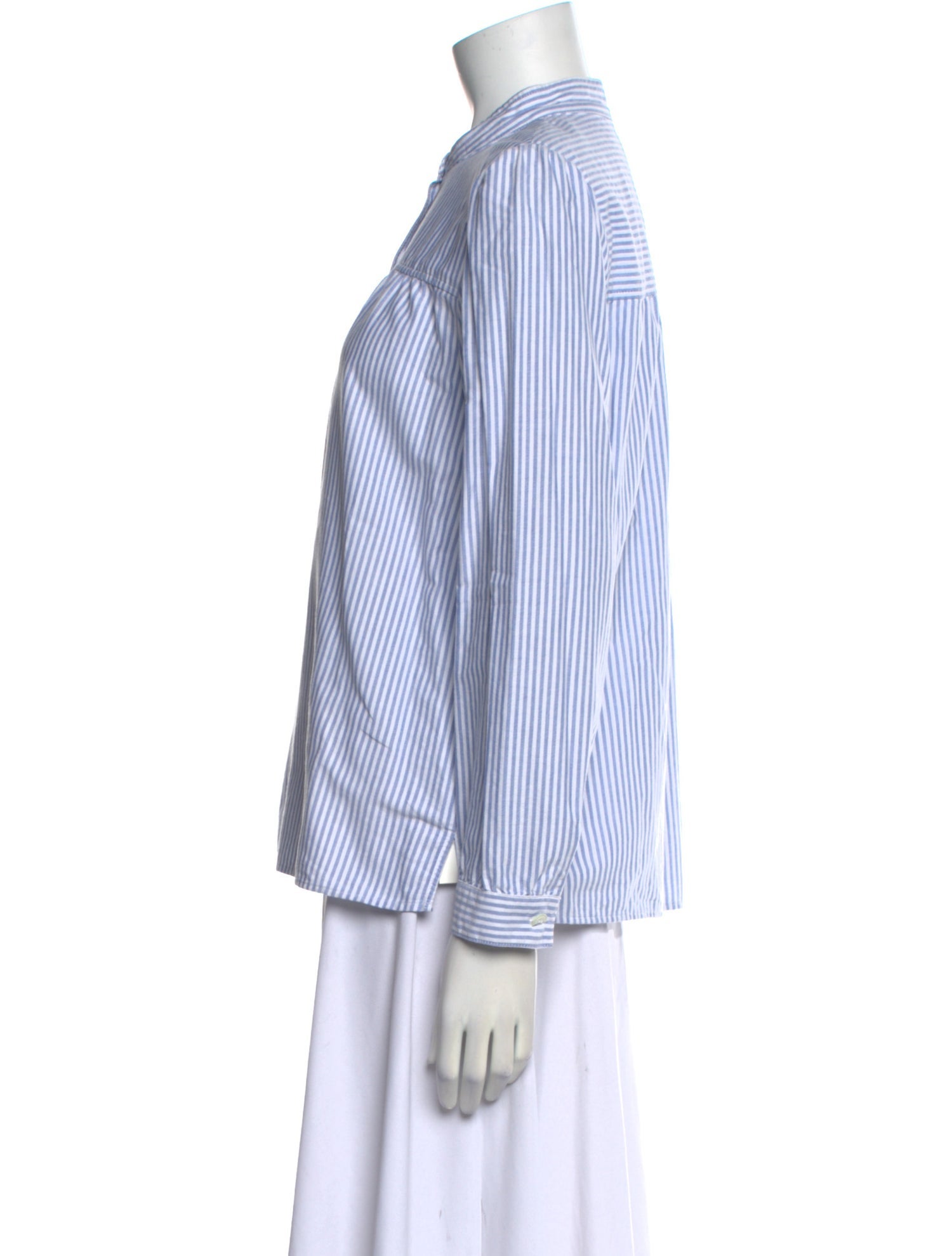 A.P.C. Striped Mock Neck Button-Up Top