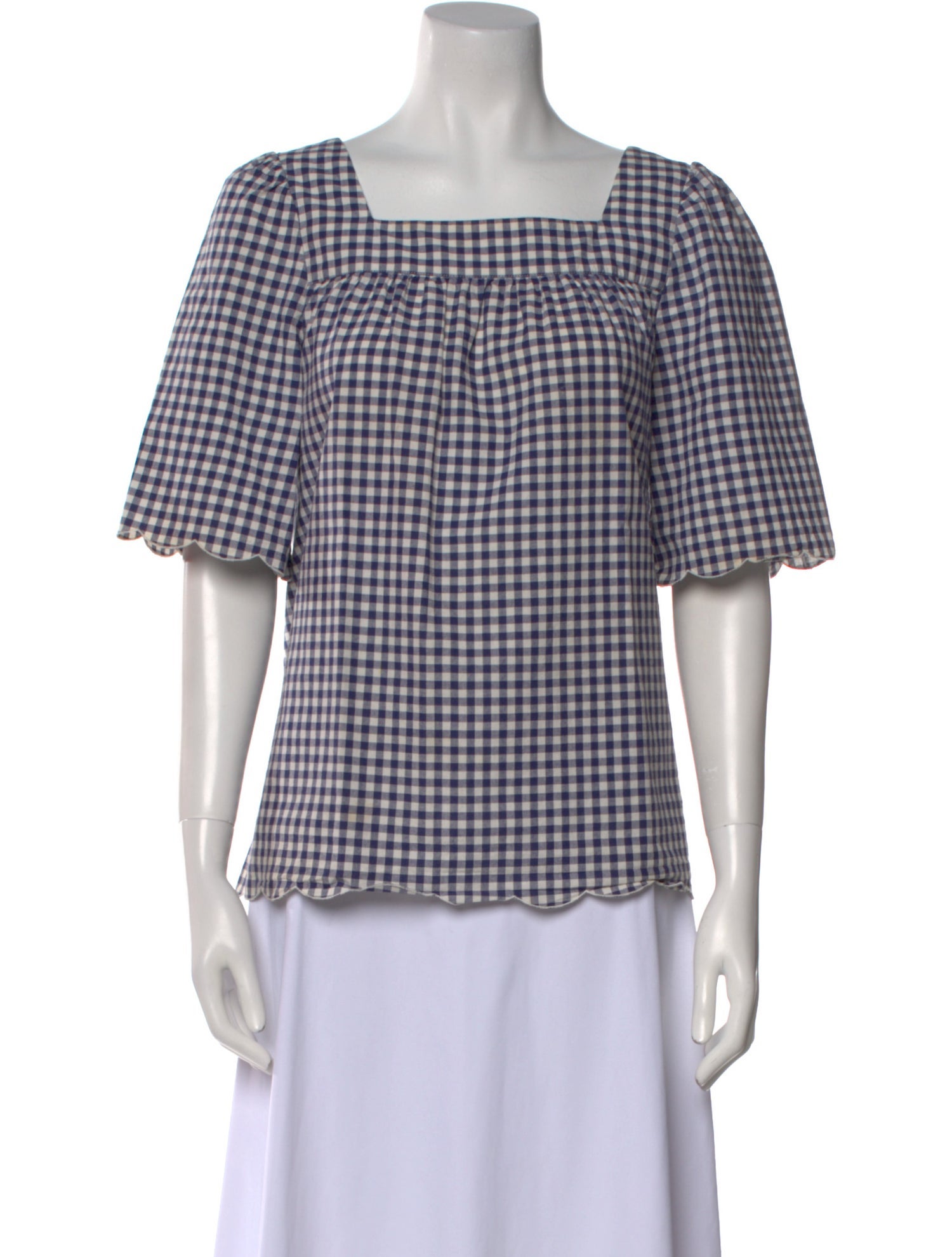 A.P.C. Plaid Print Square Neckline Blouse