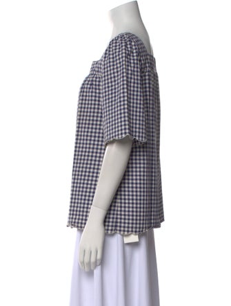 A.P.C. Plaid Print Square Neckline Blouse
