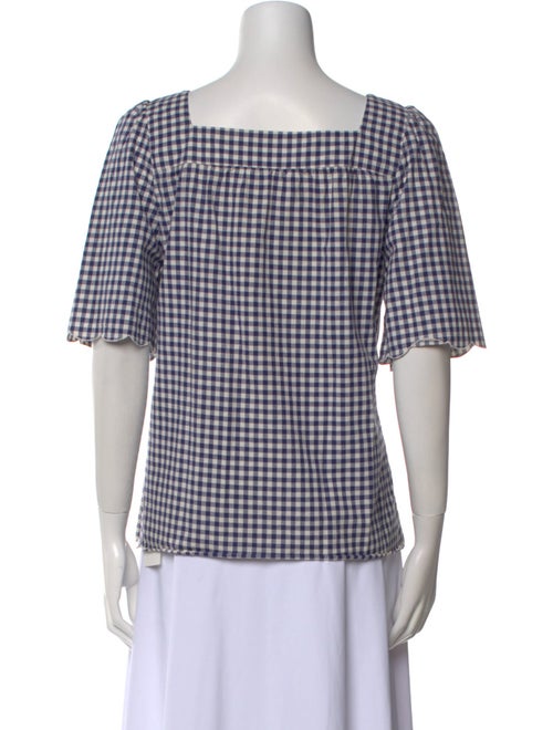 A.P.C. Plaid Print Square Neckline Blouse