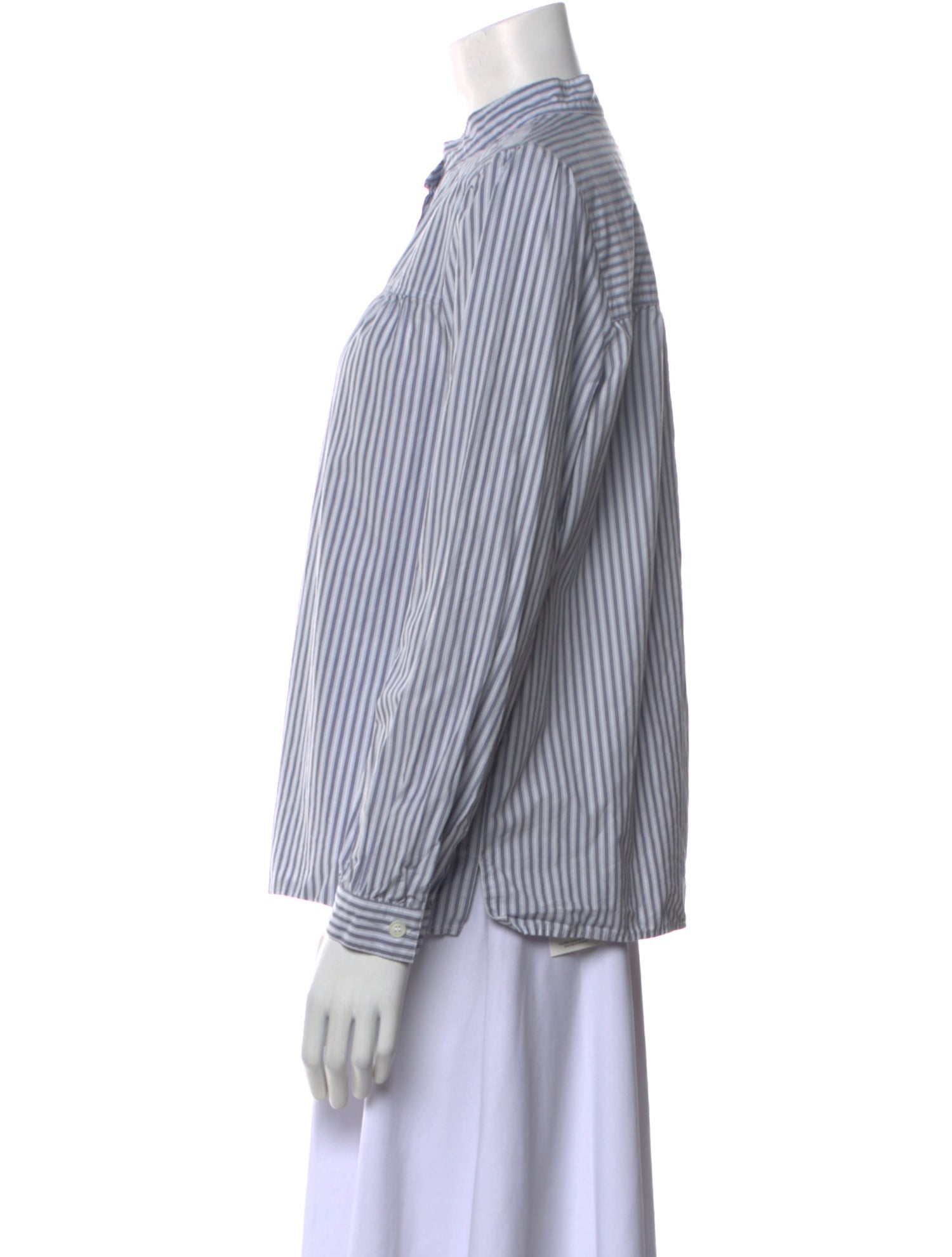 A.P.C. Striped Mock Neck Button-Up Top