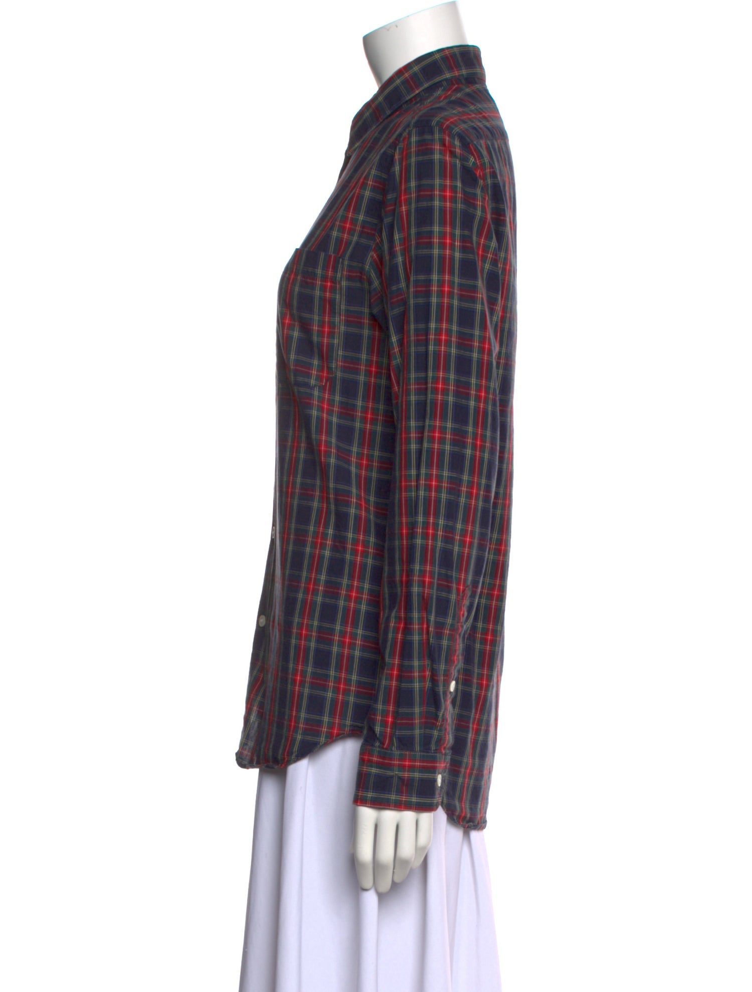 A.P.C. Plaid Print Long Sleeve Button-Up Top