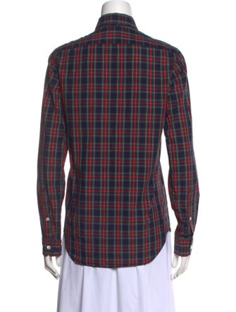 A.P.C. Plaid Print Long Sleeve Button-Up Top