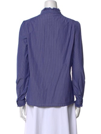 A.P.C. Striped Mock Neck Button-Up Top