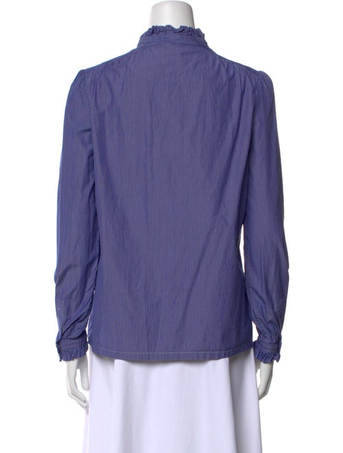 A.P.C. Striped Mock Neck Button-Up Top