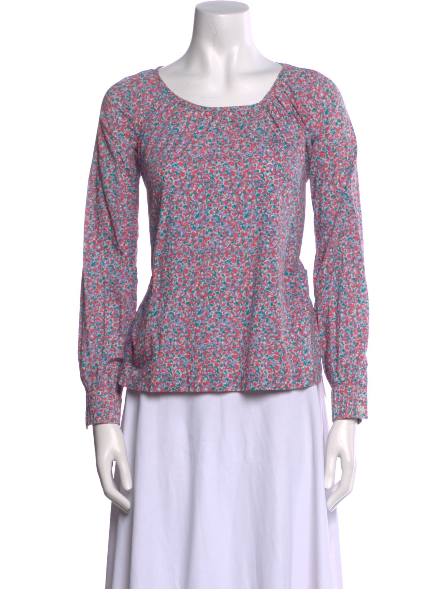 A.P.C. Floral Print Scoop Neck Blouse