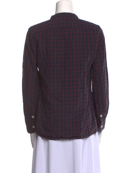 A.P.C. Plaid Print Crew Neck Button-Up Top