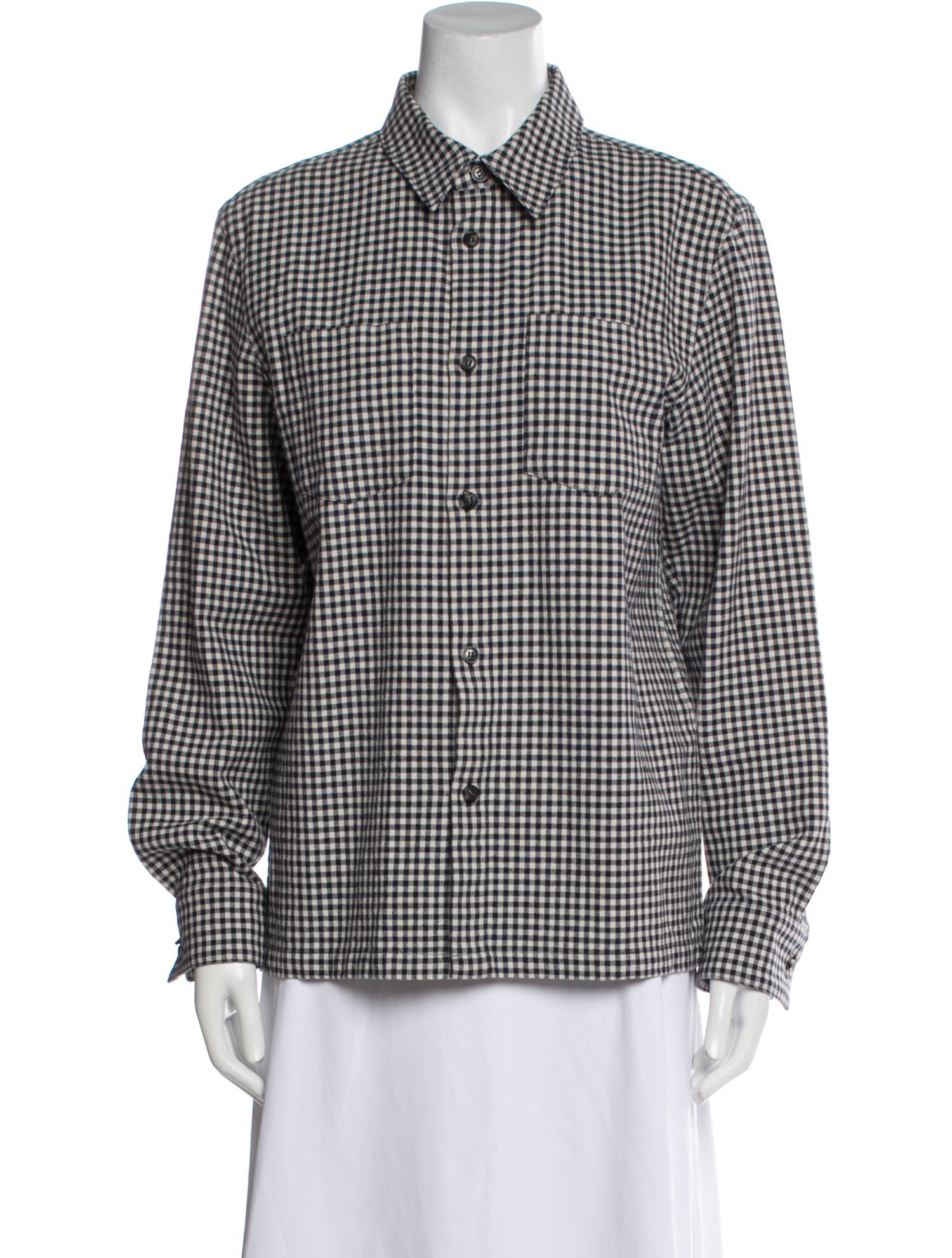 A.P.C. Plaid Print Long Sleeve Button-Up Top