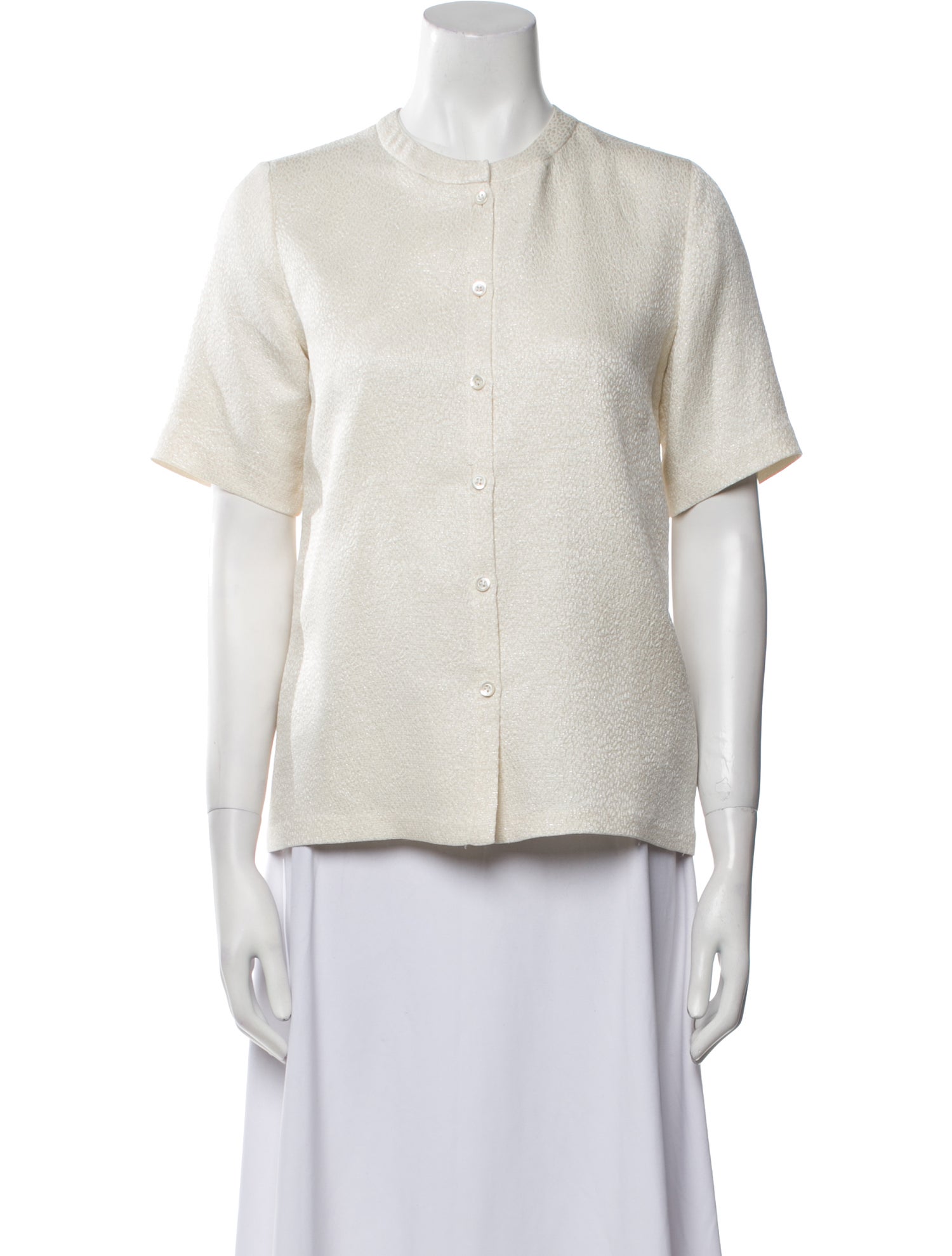 A.P.C. Silk Crew Neck Button-Up Top