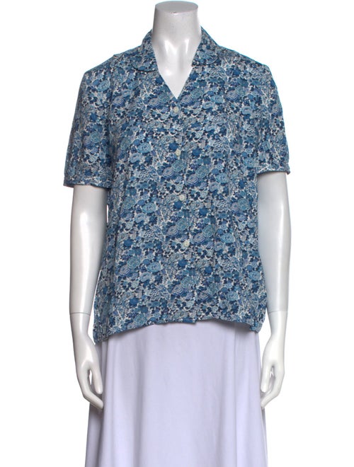 A.P.C. Printed V-Neck Button-Up Top