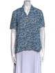 A.P.C. Printed V-Neck Button-Up Top