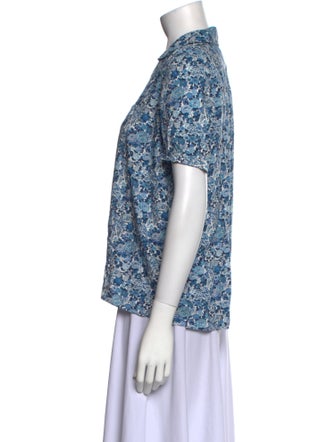 A.P.C. Printed V-Neck Button-Up Top