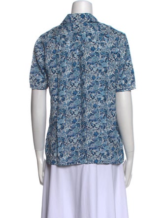 A.P.C. Printed V-Neck Button-Up Top
