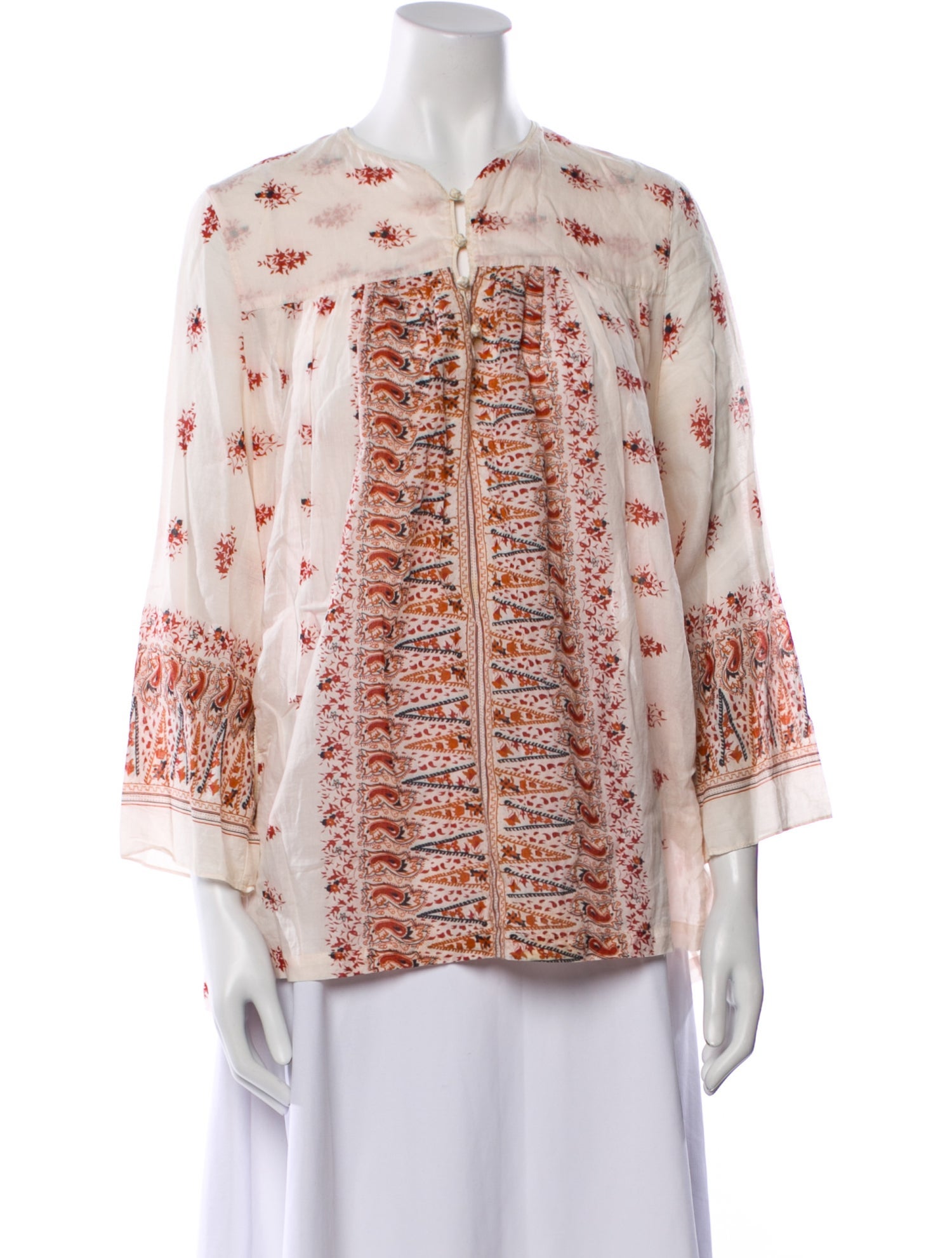 A.P.C. Printed V-Neck Blouse