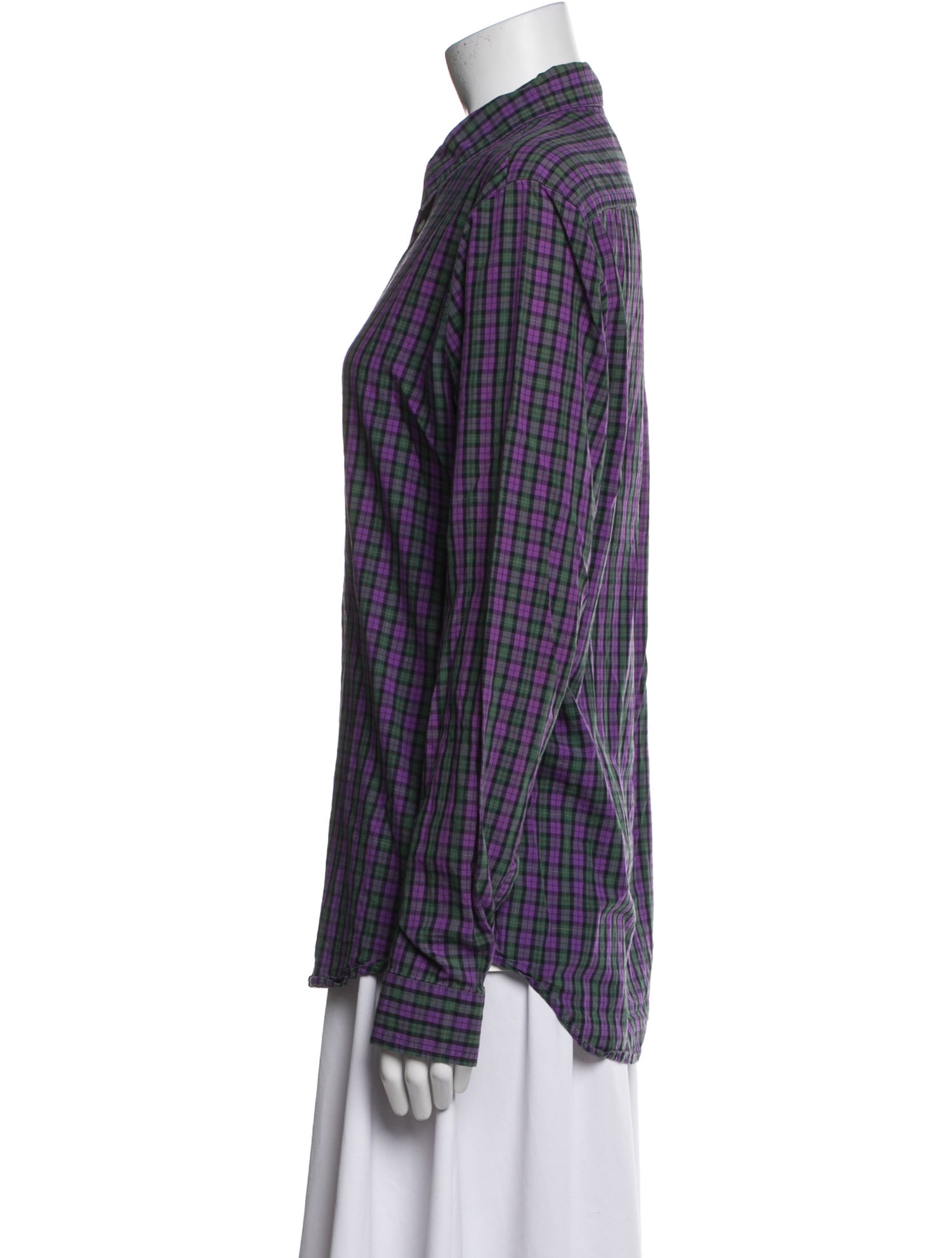 A.P.C. Plaid Print Long Sleeve Button-Up Top