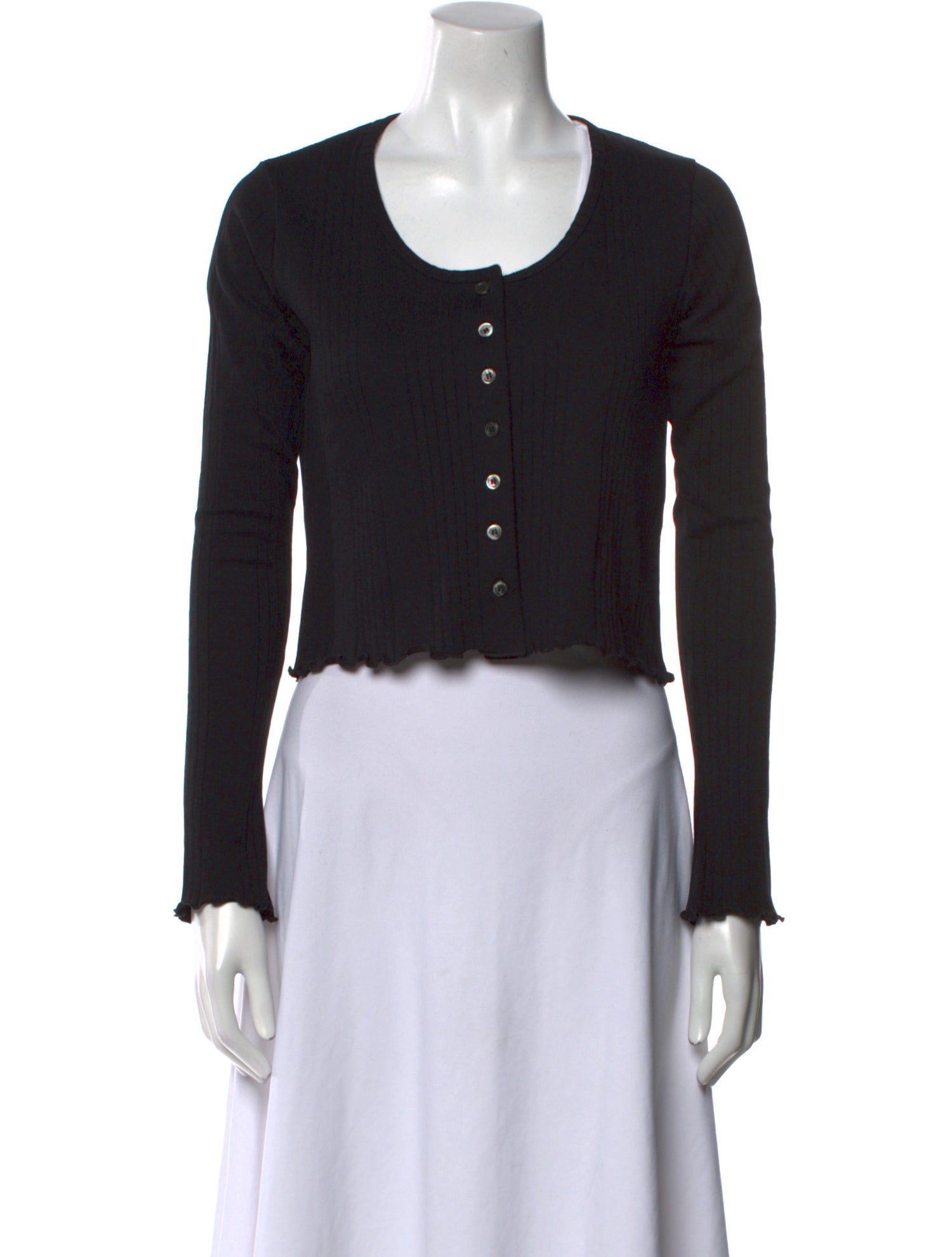 A.P.C. Scoop Neck Long Sleeve Crop Top