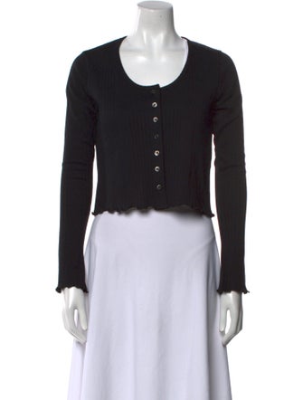 A.P.C. Scoop Neck Long Sleeve Crop Top