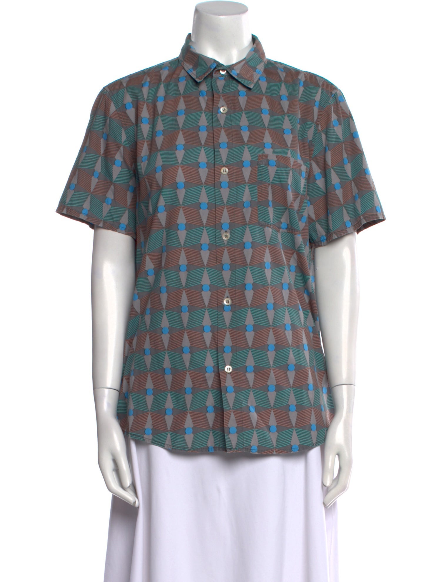 A.P.C. Printed Short Sleeve Button-Up Top