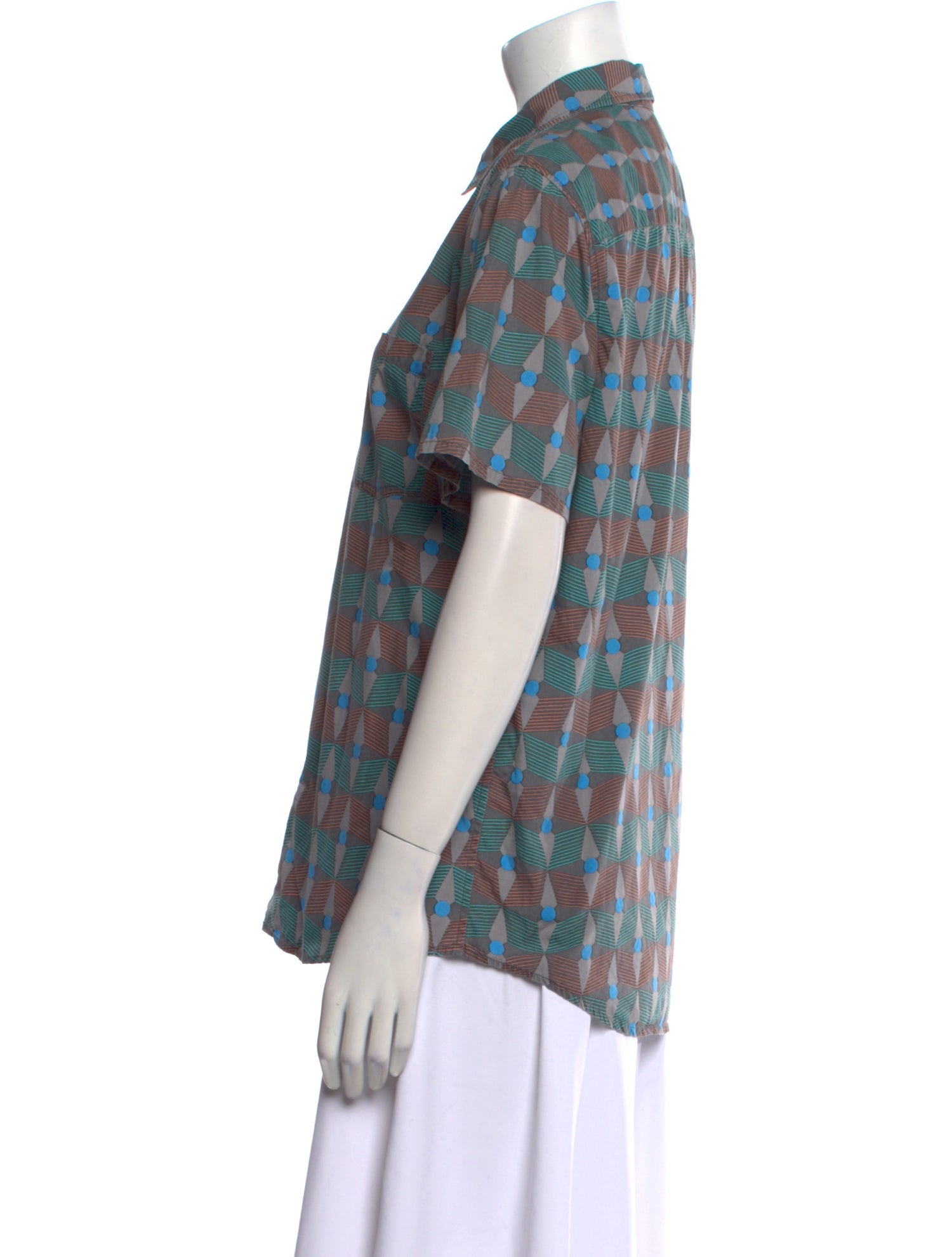 A.P.C. Printed Short Sleeve Button-Up Top