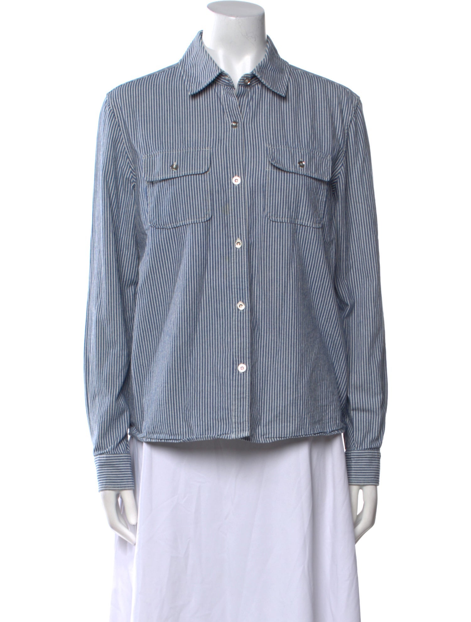 A.P.C. Striped Long Sleeve Button-Up Top