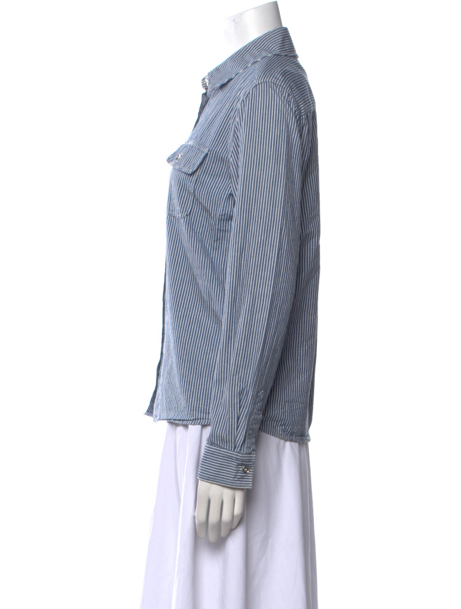 A.P.C. Striped Long Sleeve Button-Up Top