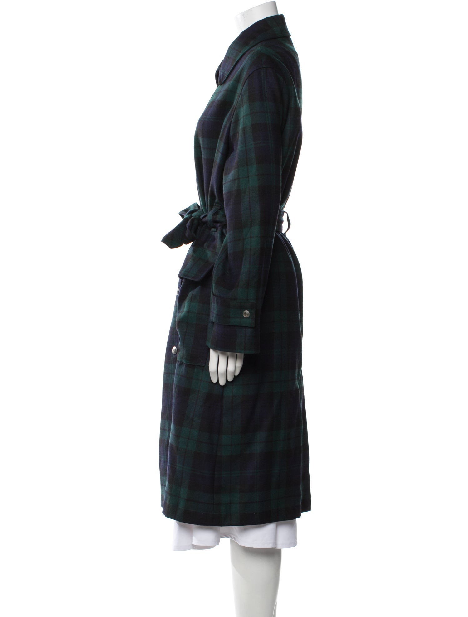 A.P.C. Wool Plaid Print Trench Coat