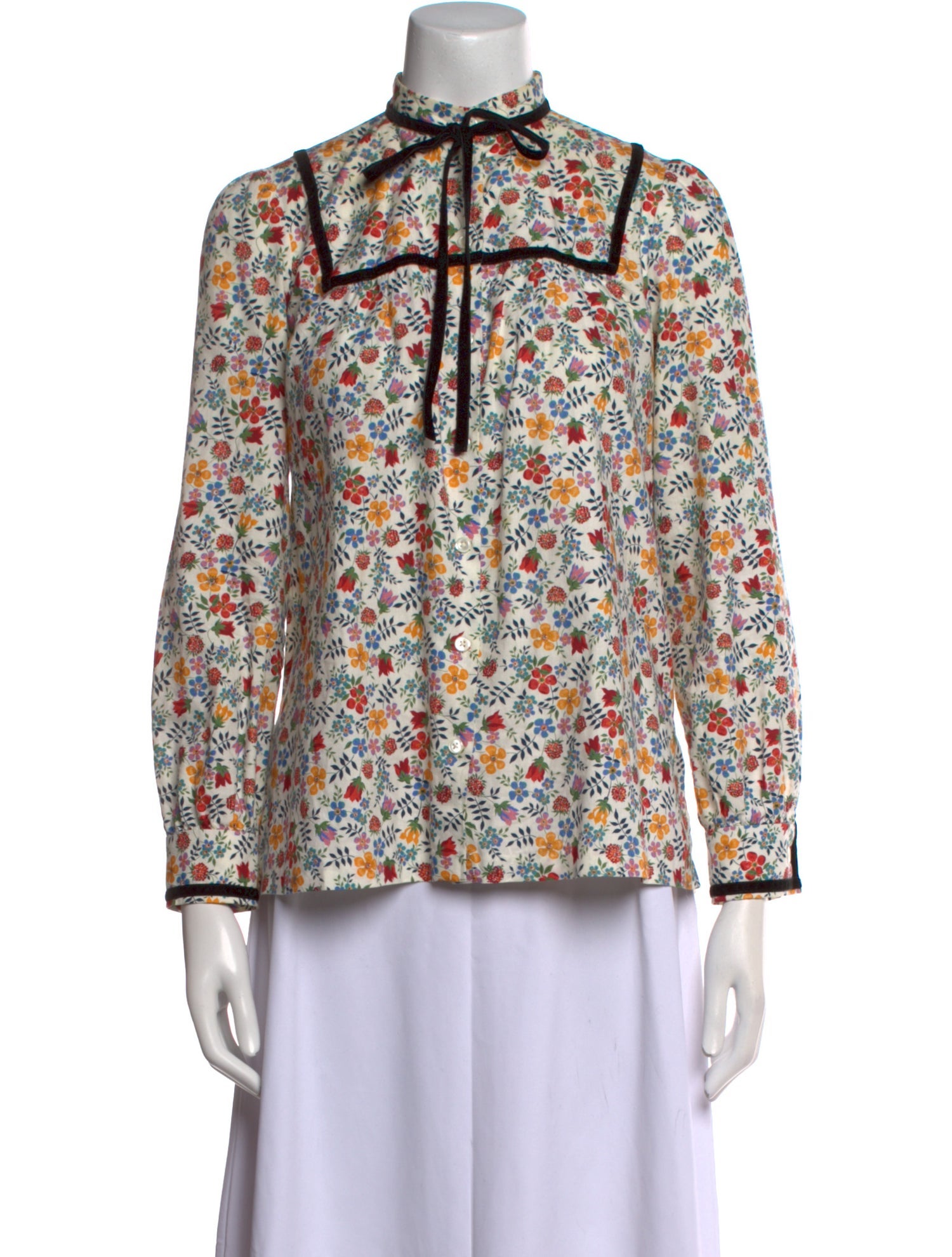 A.P.C. Floral Print Mock Neck Blouse