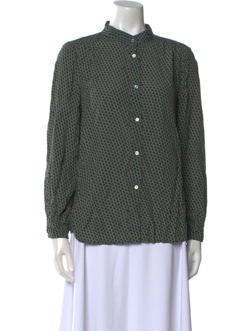 A.P.C. Printed Mock Neck Button-Up Top
