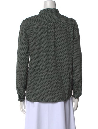 A.P.C. Printed Mock Neck Button-Up Top