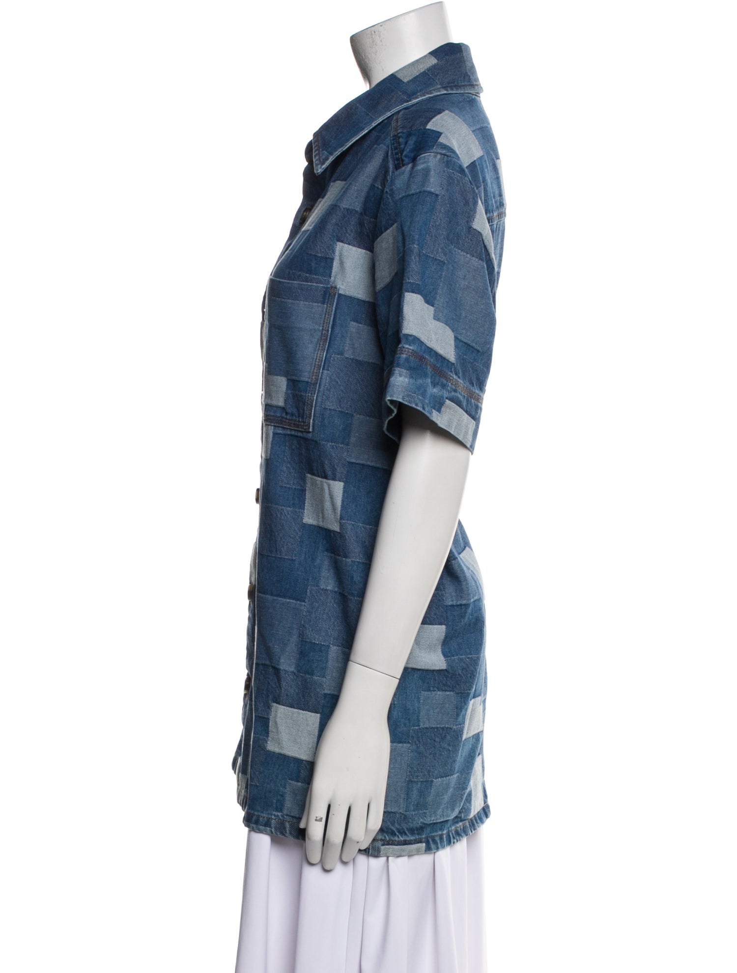 A.P.C. Plaid Print Short Sleeve Button-Up Top