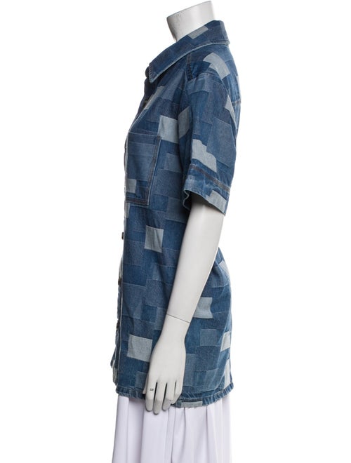 A.P.C. Plaid Print Short Sleeve Button-Up Top