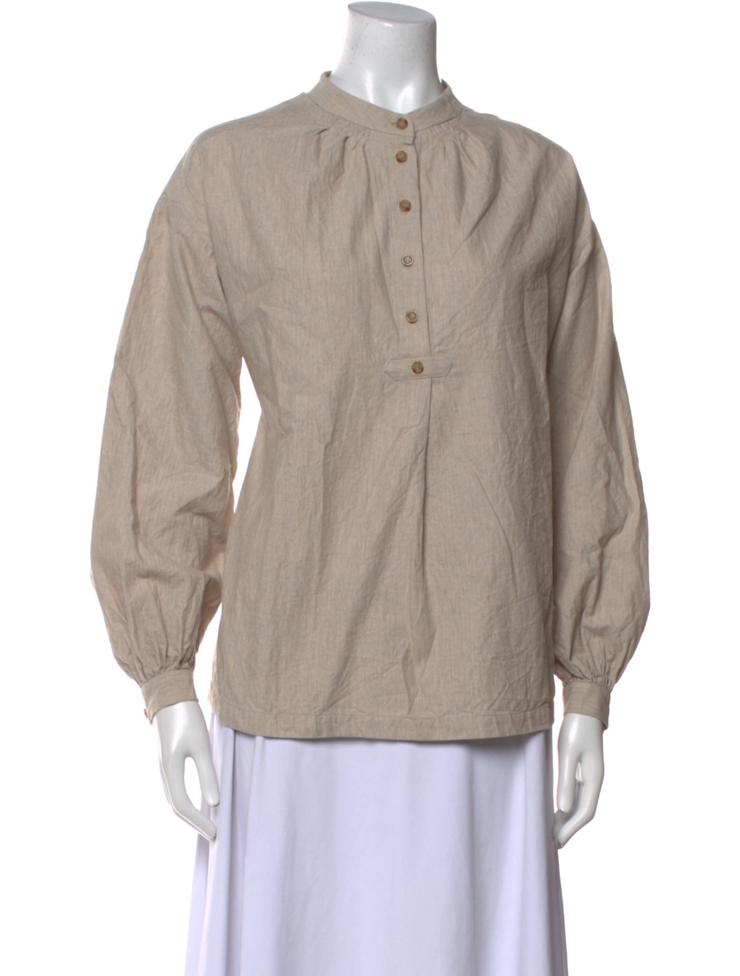 A.P.C. Mock Neck Long Sleeve Button-Up Top w/ Tags