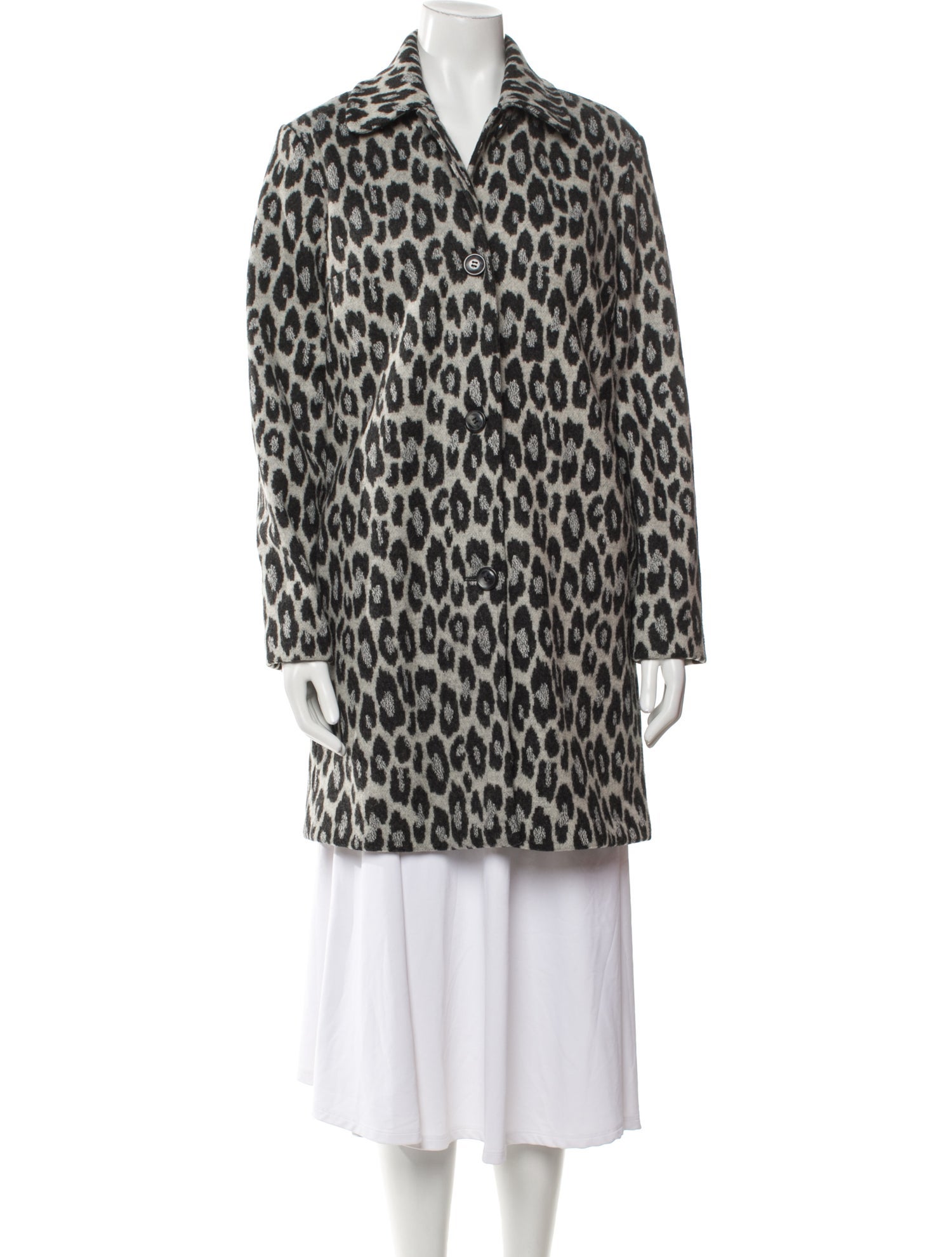 A.P.C. Wool Animal Print Faux Fur Coat