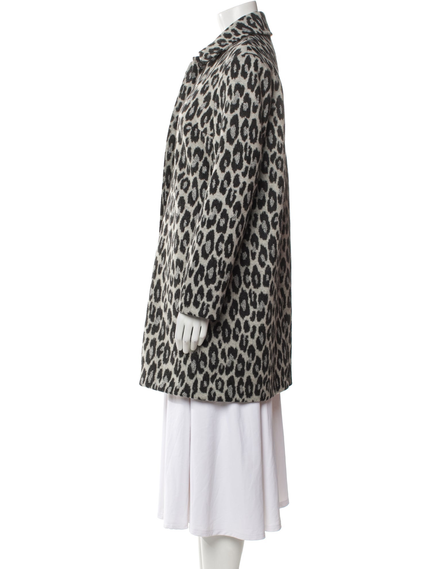 A.P.C. Wool Animal Print Faux Fur Coat