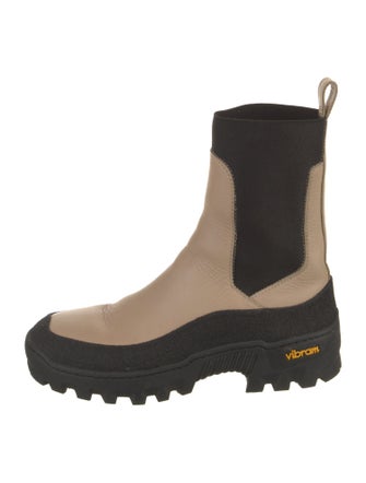 A.P.C. Leather Colorblock Pattern Chelsea Boots