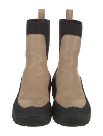 A.P.C. Leather Colorblock Pattern Chelsea Boots