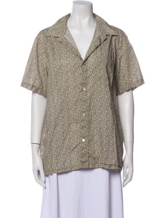 A.P.C. Printed Short Sleeve Button-Up Top