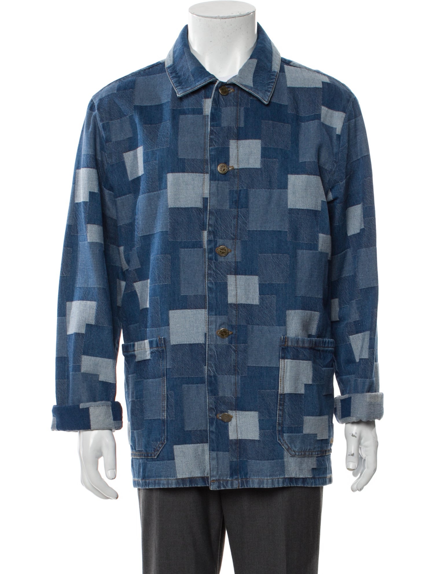 A.P.C. Plaid Print Denim Jacket